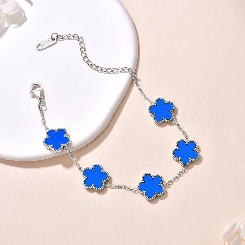 FLY FEI 18K Gold-Plated Four Leaf Clover Bracelet for Women,Adjustable lucky Bracelet Set Jewelry Gift-Hypoallergenic Charm for Birthdays, Wellness & Daily Wear - Image 4